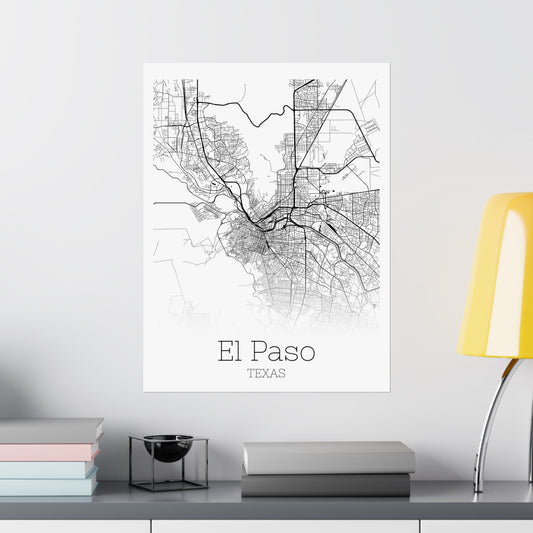 El Paso Texas City Map Matte Vertical Posters