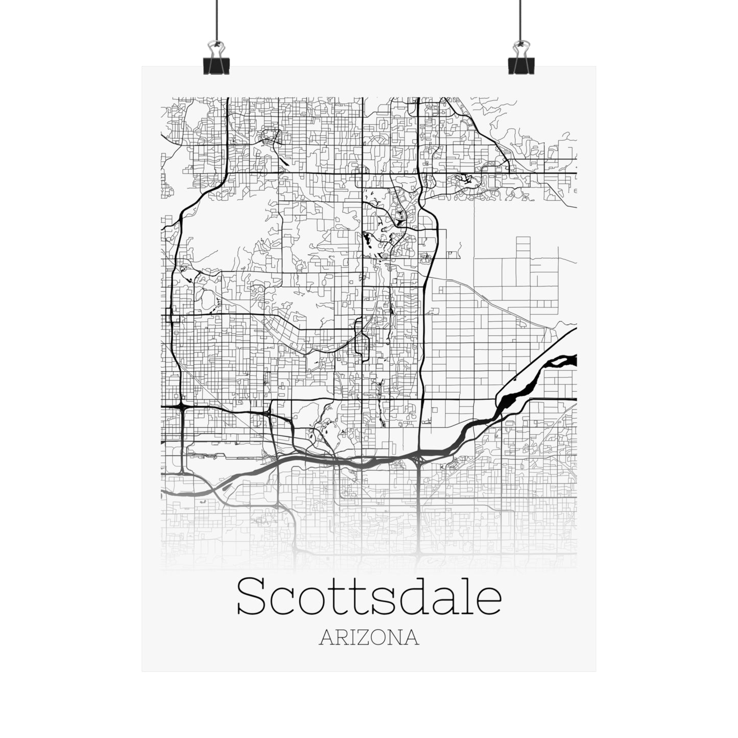 Scottsdale Arizona City Map Matte Vertical Posters