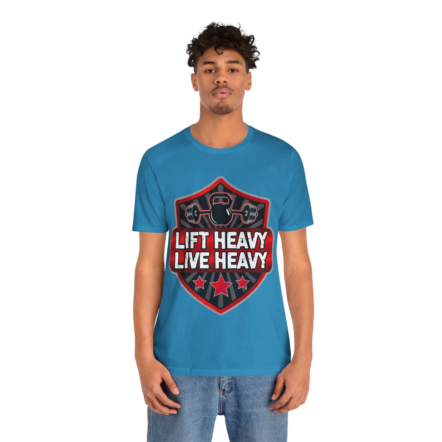 Lift Heavy Live Heavy T-Shirt, Gym Workout Fitness T-Shirt