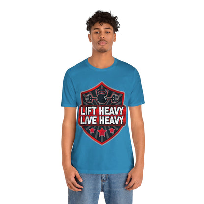 Lift Heavy Live Heavy T-Shirt, Gym Workout Fitness T-Shirt