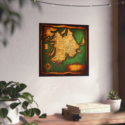 Old Map No: 05 Square Matte Poster, Vintage Poster