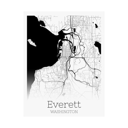 Everett Washington City Map Matte Vertical Posters