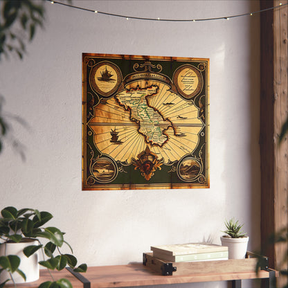 Old Map No: 19 Square Matte Poster, Vintage Poster