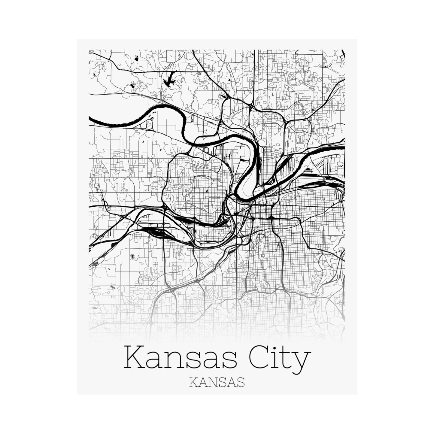 Kansas City Kansas City Map Matte Vertical Posters