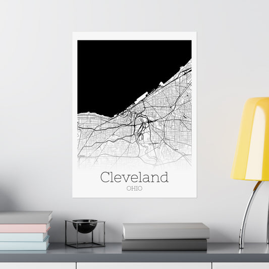 Cleveland Ohio City Map Matte Vertical Posters