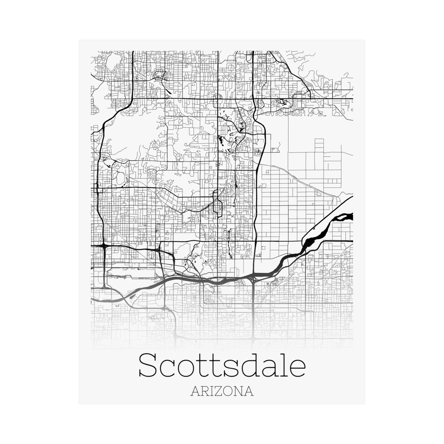 Scottsdale Arizona City Map Matte Vertical Posters