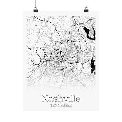 Nashville Tennessee City Map Matte Vertical Posters