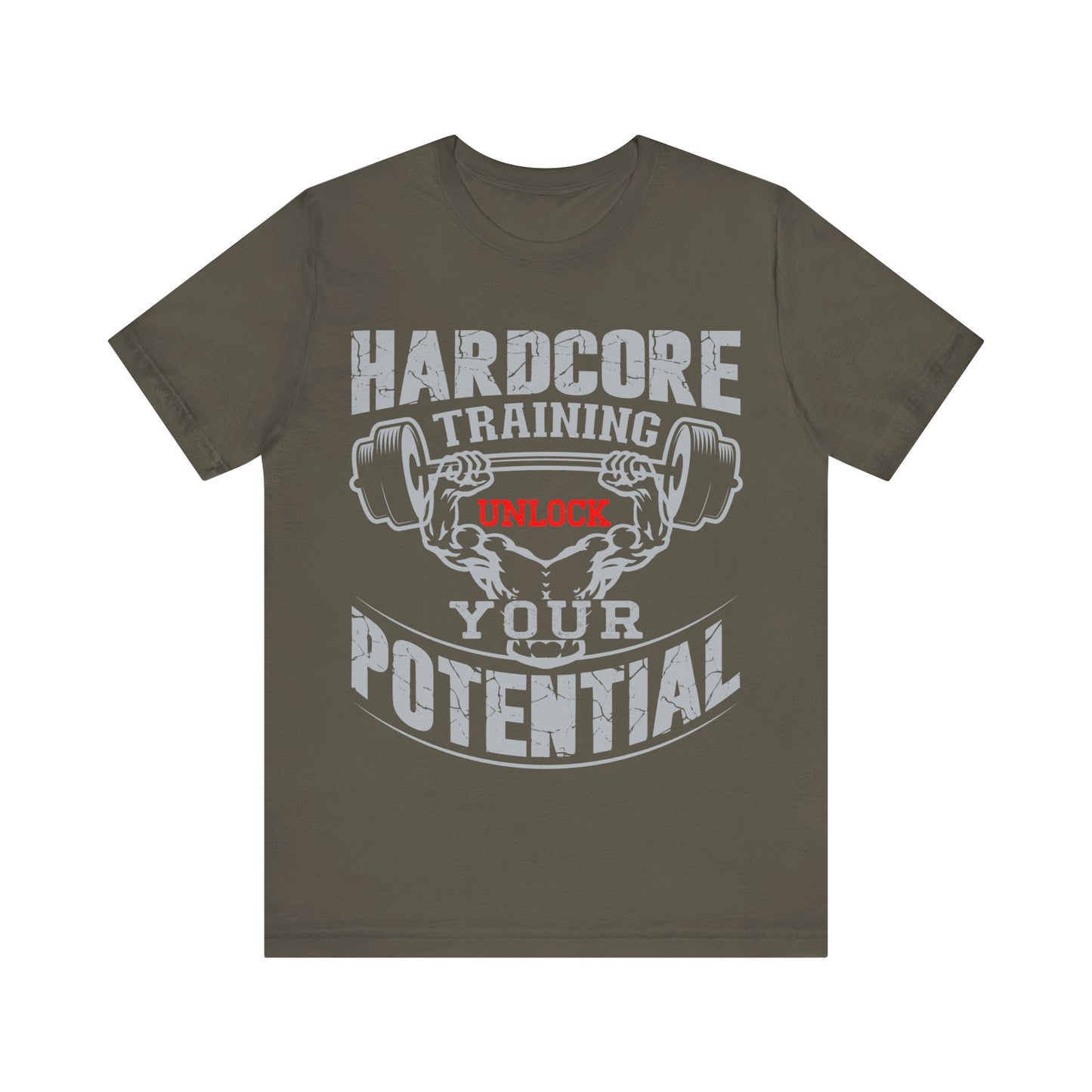 Hardcore Training Unlock Your Potential T-Shirt, Gym Workout Fitness T-Shirt