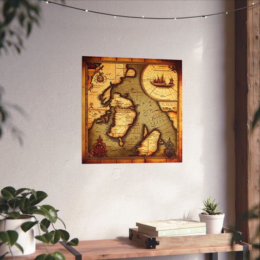 Old Map No: 06 Square Matte Poster, Vintage Poster