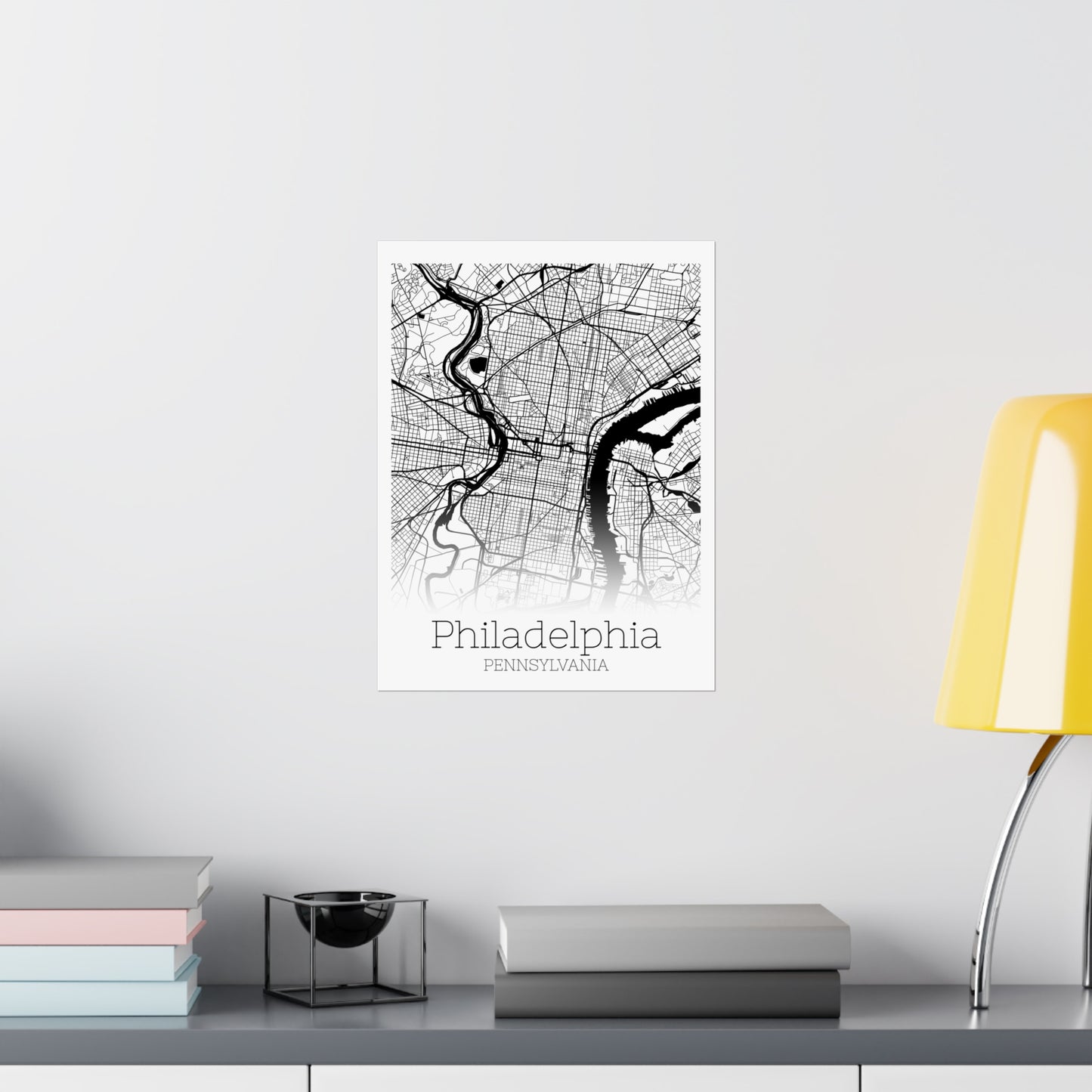 Philadelphia Pennsylvania City Map Matte Vertical Posters