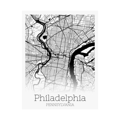 Philadelphia Pennsylvania City Map Matte Vertical Posters