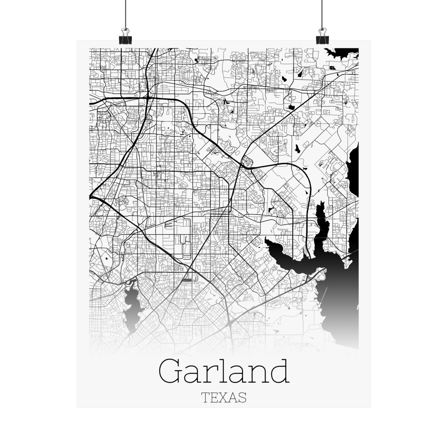 Garland Texas City Map Matte Vertical Posters