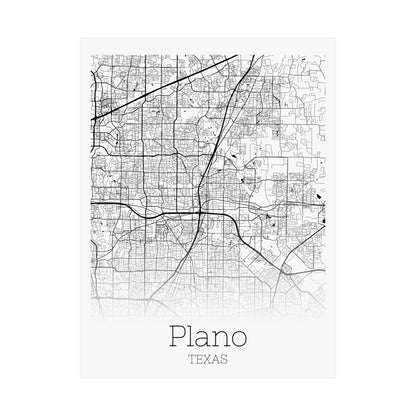 Plano Texas City Map Matte Vertical Posters