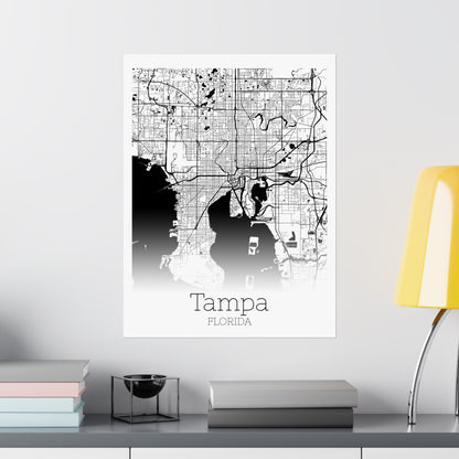 Tampa Florida City Map Matte Vertical Posters