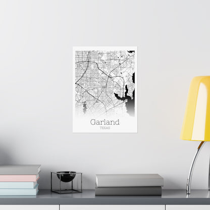 Garland Texas City Map Matte Vertical Posters