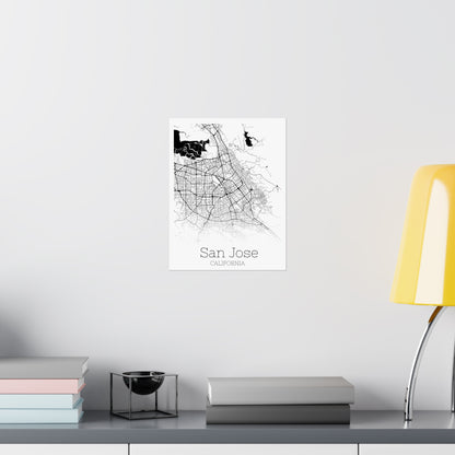 San Jose California City Map Matte Vertical Posters