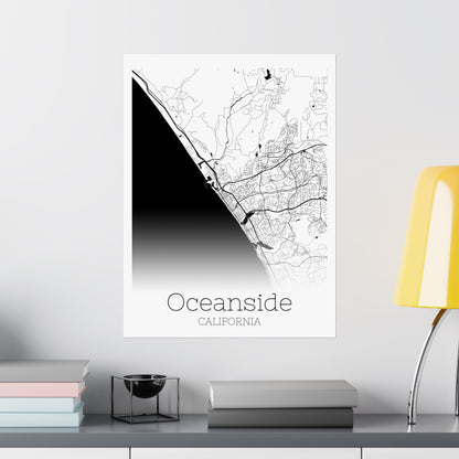 Oceanside California City Map Matte Vertical Posters