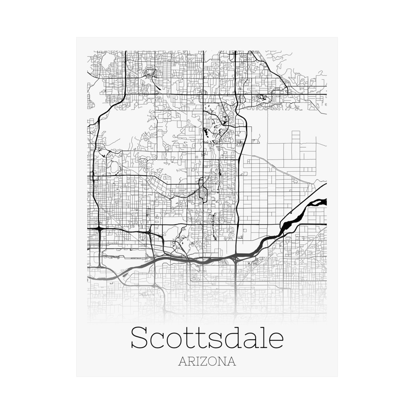 Scottsdale Arizona City Map Matte Vertical Posters