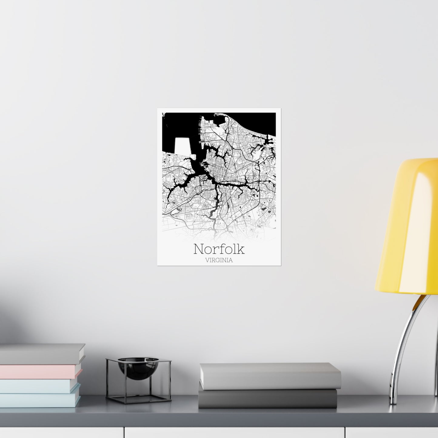 Norfolk Virginia City Map Matte Vertical Posters