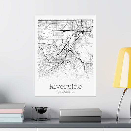 Riverside California City Map Matte Vertical Posters