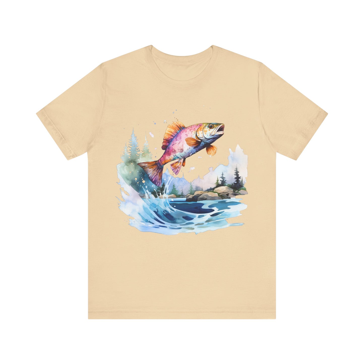 Fish Jumping View of Shore T-Shirt, Fishing, Fish Design, Colorful Fish T-Shirt