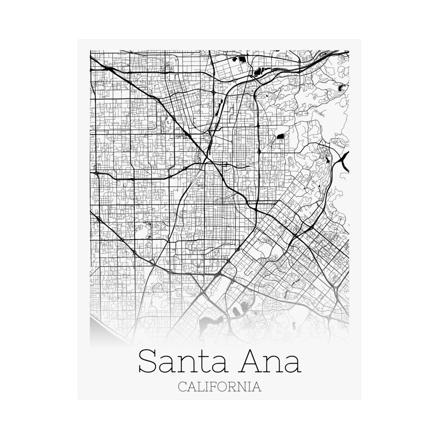 Santa Ana California City Map Matte Vertical Posters