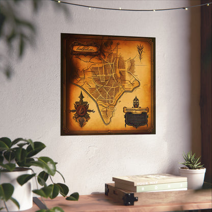 Old Map No: 15 Square Matte Poster, Vintage Poster