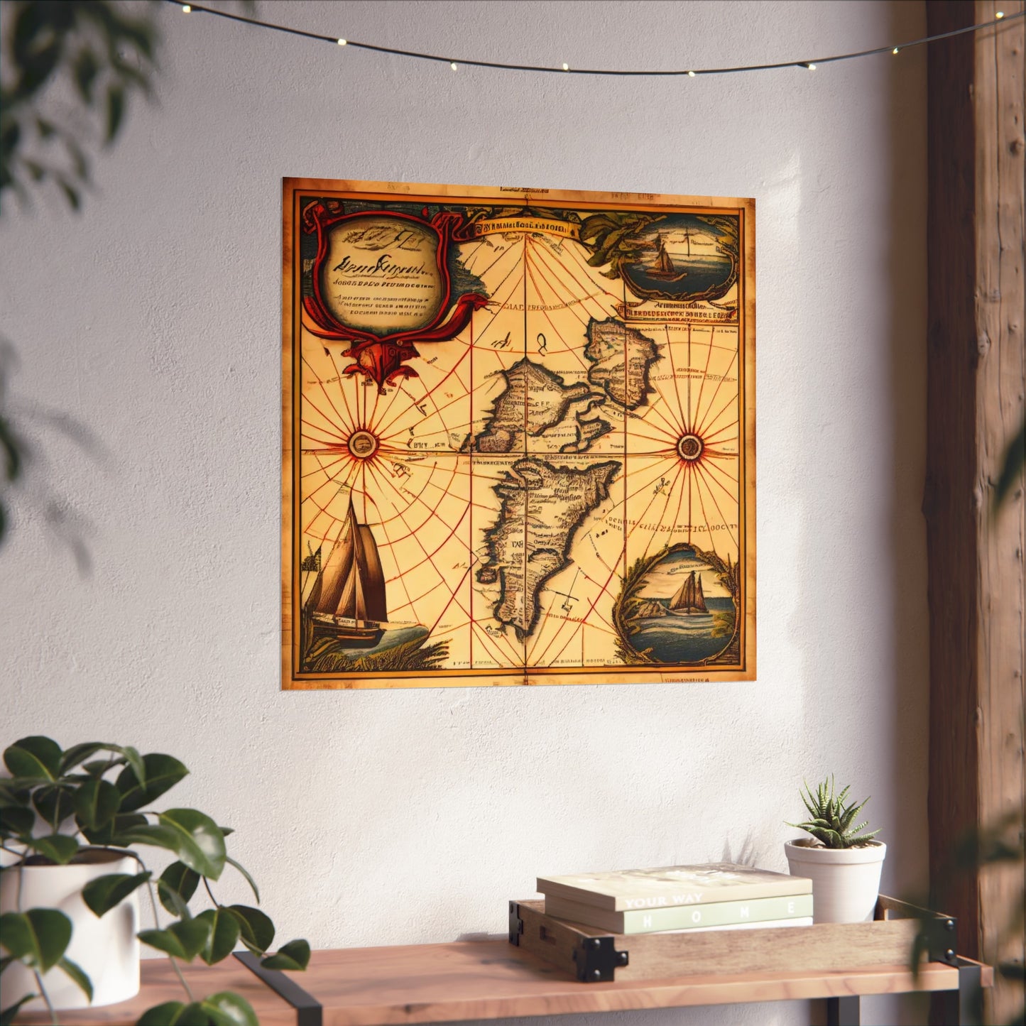 Old Map No: 16 Square Matte Poster, Vintage Poster