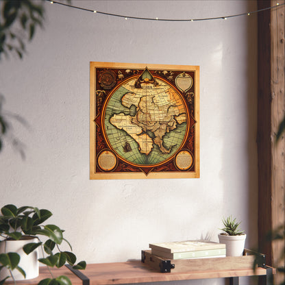 Old Map No: 13 Square Matte Poster, Vintage Poster