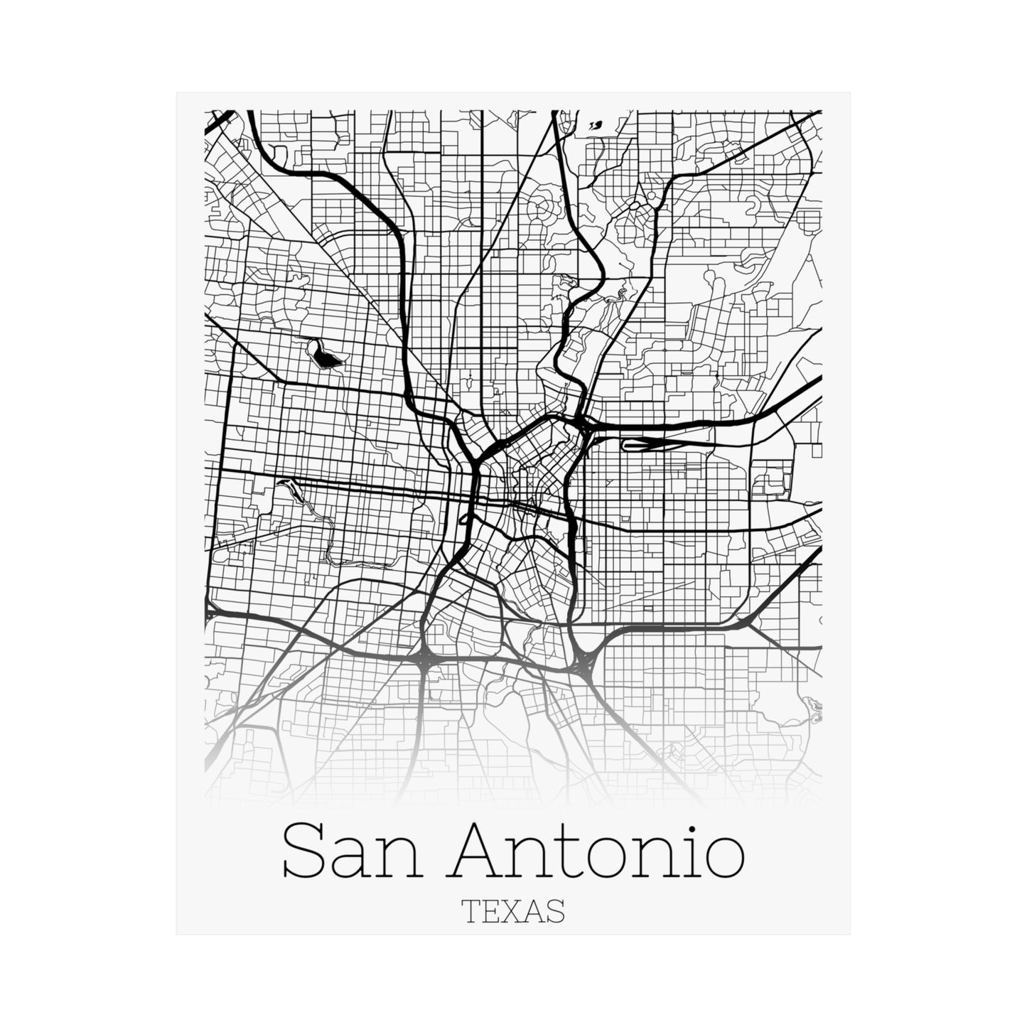 San Antonio Texas City Map Matte Vertical Posters