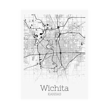 Wichita Kansas City Map Matte Vertical Posters