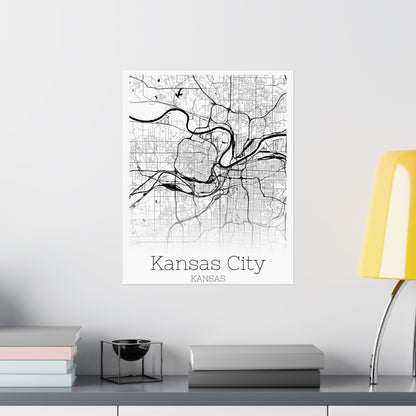 Kansas City Kansas City Map Matte Vertical Posters