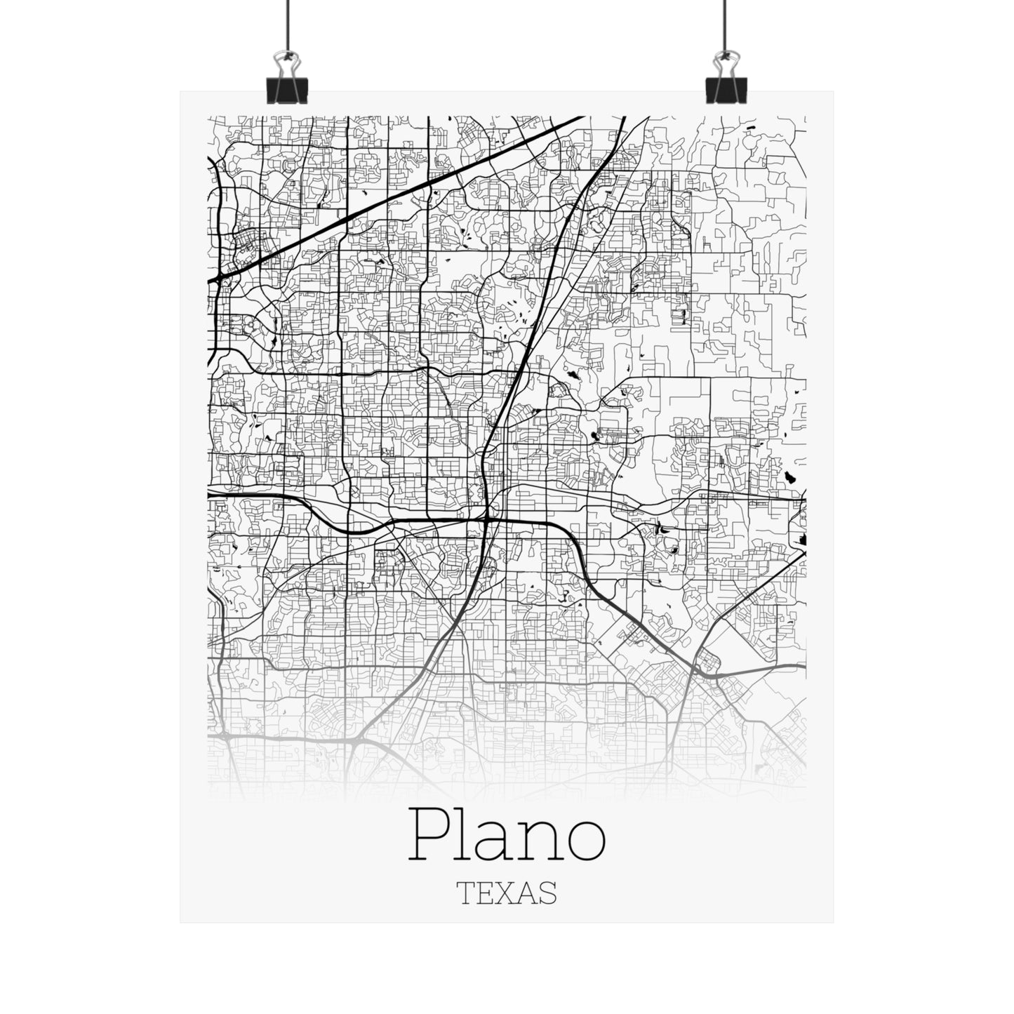 Plano Texas City Map Matte Vertical Posters