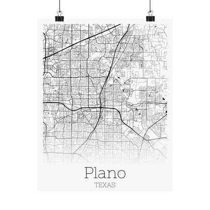 Plano Texas City Map Matte Vertical Posters