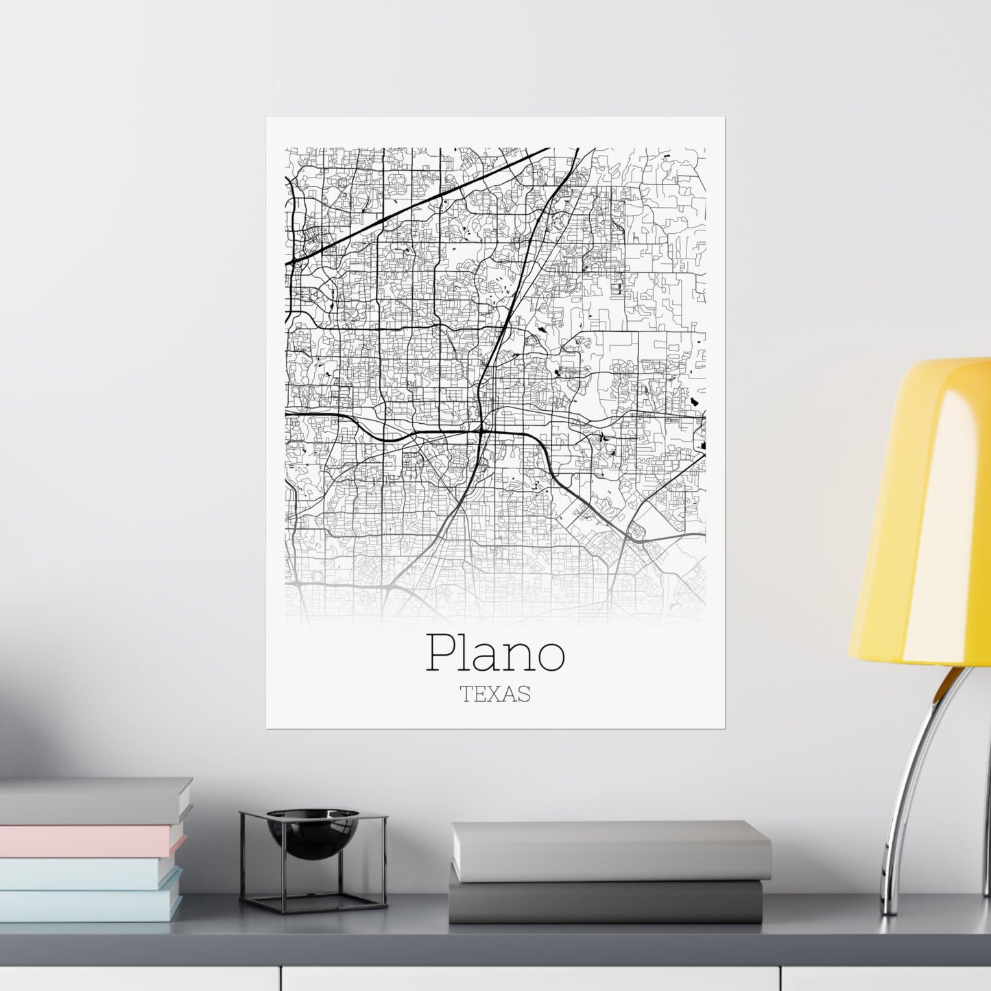 Plano Texas City Map Matte Vertical Posters