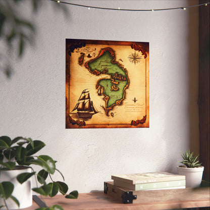 Old Map No: 14 Square Matte Poster, Vintage Poster