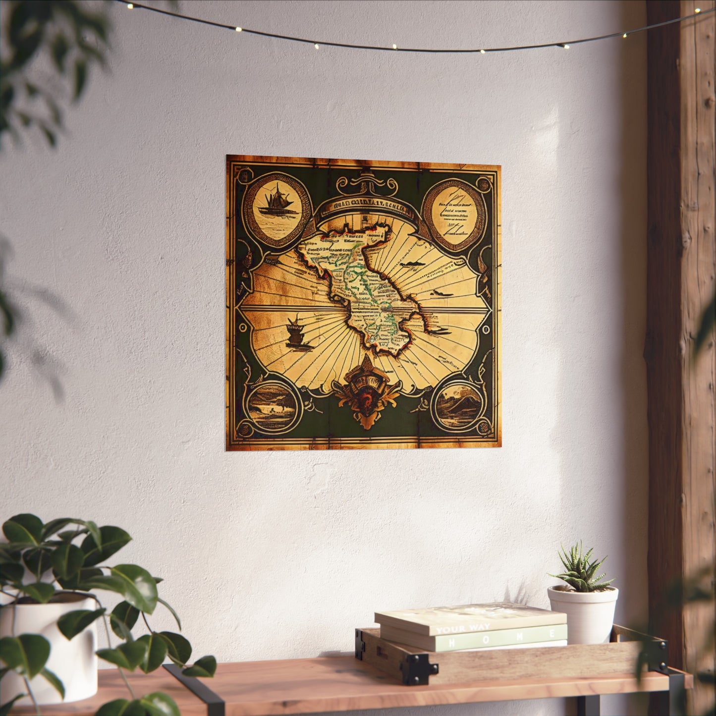 Old Map No: 19 Square Matte Poster, Vintage Poster