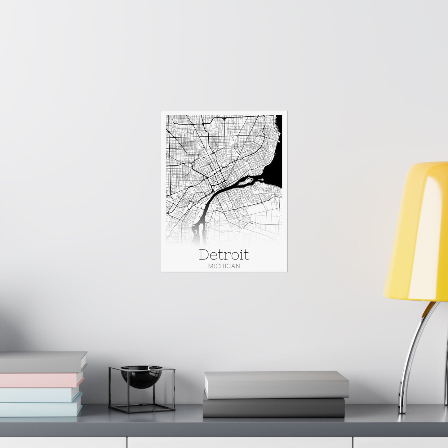 Detroit Michigan City Map Matte Vertical Posters