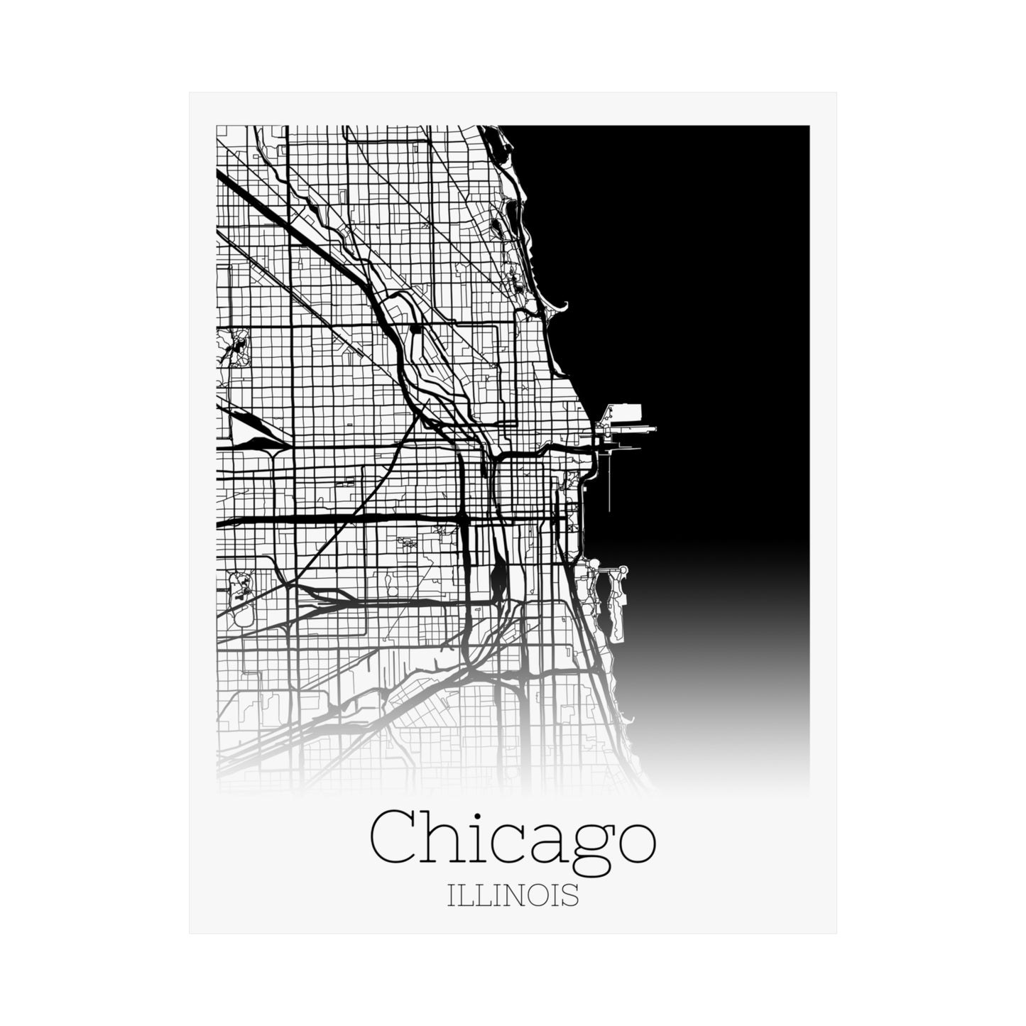 Chicago Illinois City Map Matte Vertical Posters