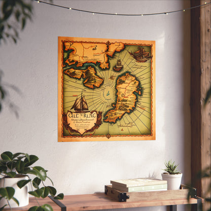 Old Map No: 03 Square Matte Poster, Vintage Poster