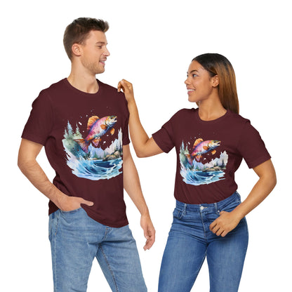 Fish Jumping View of Shore T-Shirt, Fishing, Fish Design, Colorful Fish T-Shirt