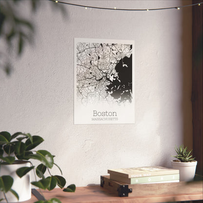 Boston Massachusetts City Map Matte Vertical Posters