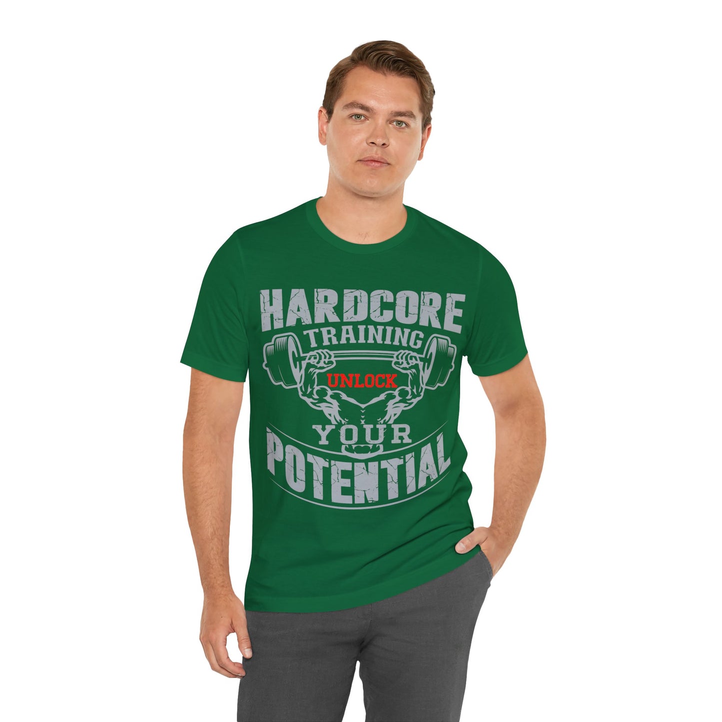 Hardcore Training Unlock Your Potential T-Shirt, Gym Workout Fitness T-Shirt