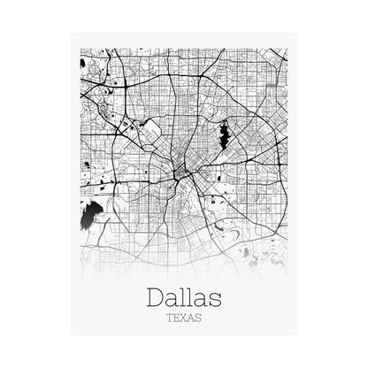 Dallas Texas City Map Matte Vertical Posters