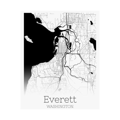 Everett Washington City Map Matte Vertical Posters