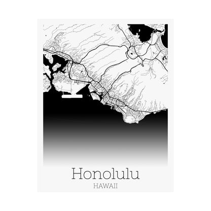 Honolulu Hawaii City Map Matte Vertical Posters