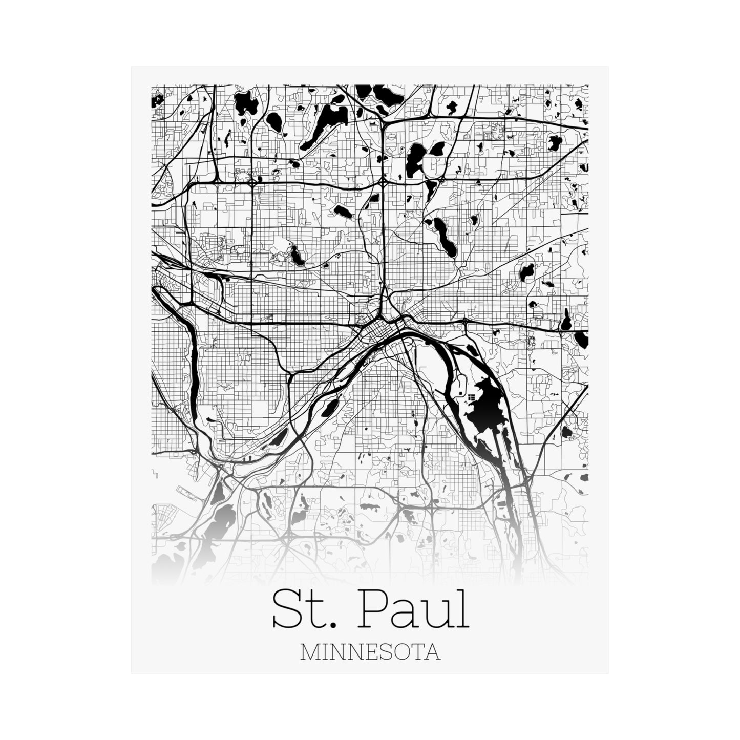 St Paul Minnesota City Map Matte Vertical Posters