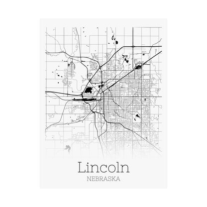 Lincoln Nebraska City Map Matte Vertical Posters