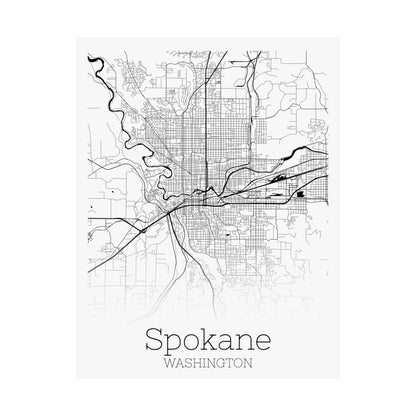 Spokane Washington City Map Matte Vertical Posters