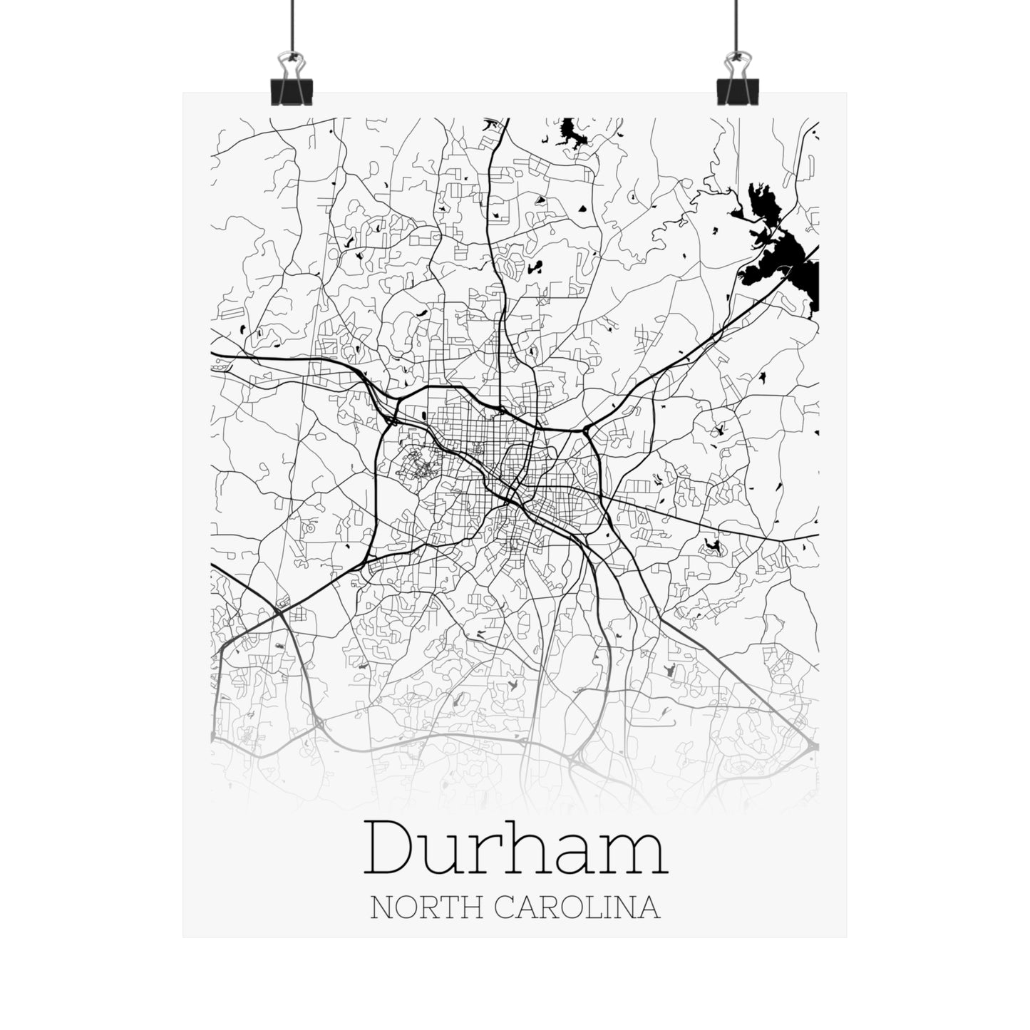 Durham North Carolina City Map Matte Vertical Posters